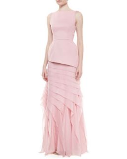 Womens Tiered Skirt Crepe Gown   Halston Heritage