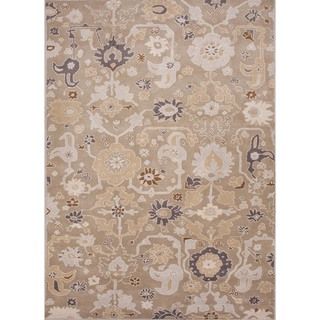Hand tufted Transitional Floral Gray Wool Rug (8 X 11)