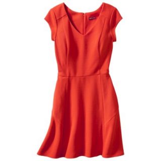 Merona Womens Textured Cap Sleeve Fit and Flare Dress   Hot Orange   XL