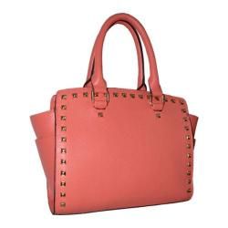 Womens Blingalicious Leatherette Handbag With Studs Q2025 Coral