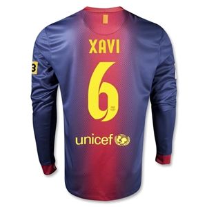 Nike Barcelona 12/13 XAVI LS Home Soccer Jersey