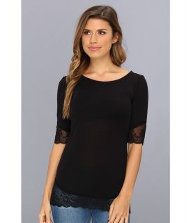 Free People Sheer Scallop Cami Womens Blouse (Black)