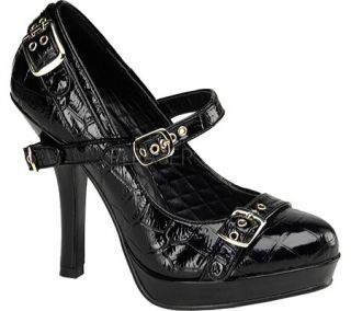 Womens Pin Up Secret 14   Black Croc Patent Leather High Heels