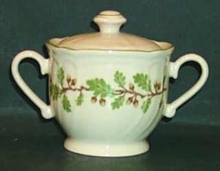 Epoch Oak Manor Sugar Bowl & Lid, Fine China Dinnerware   Stoneware, Acorn & Lea
