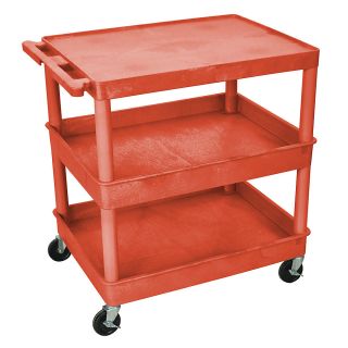 Luxor Tub Cart   (3) 24Wx32D Shelves   Red   Red  (RDTC221RD)
