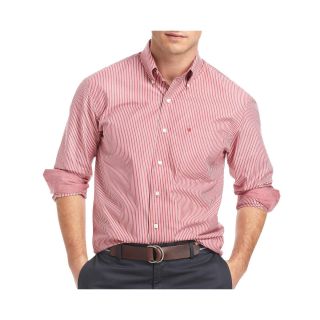 Izod Striped Woven Shirt, Red, Mens
