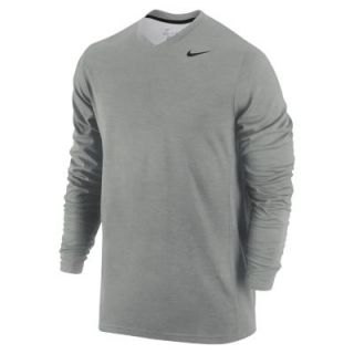 Nike Dri FIT Wool Long Sleeve V Neck Mens Shirt   Dark Grey Heather