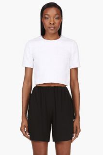 T By Alexander Wang White Embossed Grid Print Blouse