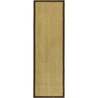 Hand woven Sisal Natural/ Medium Brown Seagrass Rug (2 6 X 18)