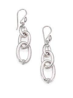 Jude Frances Diamond and Brushed Sterling Silver Link Earrings   Silver