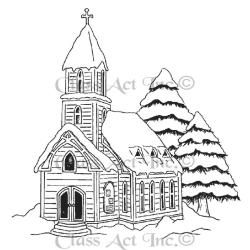 Class Act Cling Mounted Rubber Stamp 4 X5.75  Large Church