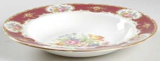 Shelley Duchess Red Large Rim Soup Bowl, Fine China Dinnerware   Red, Floral Bor