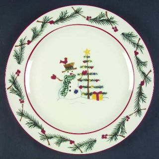 Farberware Holiday Snowman Dinner Plate, Fine China Dinnerware   Snowman,Tree,Re