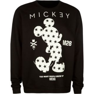 Disney Collection Mickey Clean Mens Sweatshirt Black In Sizes Medium, Smal