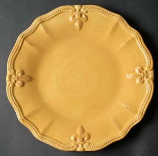 Artimino Fleur De Lis Yellow Dinner Plate, Fine China Dinnerware   Yellow, Embos