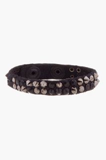 Diesel Black And Gunmetal Studded Asbrigo Bracelet