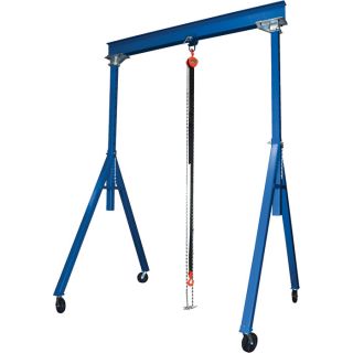Vestil Adjustable Height Steel Gantry Crane   4000 Lb. Capacity, 180 Inch L x