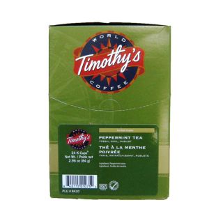 Timothys World Coffee Peppermint Tea K cup For Keurig Brewers