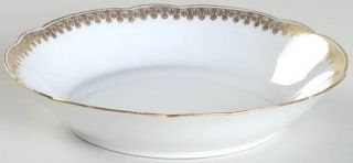 Tressemanes & Vogt 8414 Scalloped Coupe Soup Bowl, Fine China Dinnerware   Gold