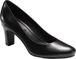 Womens ECCO Nicoya Plain Pump   Black Leather Mid Heel Shoes