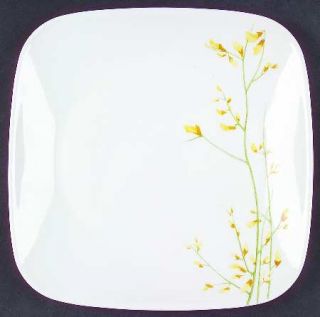 Corning Kobe Luncheon Plate, Fine China Dinnerware   Square,Yellow Floral Stems,