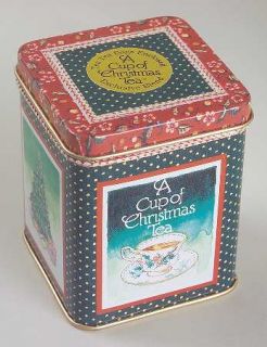 Waldman House A Cup Of Christmas Tea Tea Tin W/Lid, Fine China Dinnerware   Gree