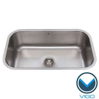 Vigo 30 inch Undermount Stainless Steel 18 Gauge Single Bowl Kitchen Sink