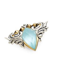 Mother of Pearl & Blue Cats Eye Two Tone Ring   Mother Of Pearl