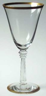 Fostoria Simplicity Water Goblet   Stem #6017,Wide Gold Trim #618