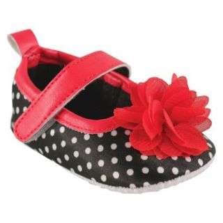 Luvable Friends Infant Girls Dot Mary Jane Shoe   Black/Red 0 6 M