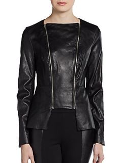 Lewis Faux Leather Double Zip Jacket   Black