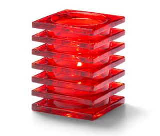 Hollowick Square Stacked Lamp For HD12, HD17, HD26, 2.88x3.75 in, Glass, Ruby