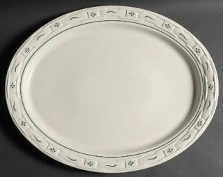 Longaberger Woven Traditions Heritage Green 19 Oval Serving Platter, Fine China