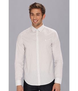 Original Penguin Heritage Fit Striped L/S Woven Mens Long Sleeve Button Up (White)