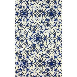 Nuloom Hand hooked Modern Abstract Flower Blue Rug (76 X 96)