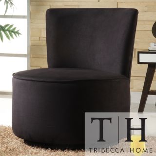 Tribecca Home Moda Black Microfiber Modern Round Swivel Chair