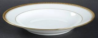 Union Limousine Unl14 Rim Soup Bowl, Fine China Dinnerware   Gold Band/Laurel &