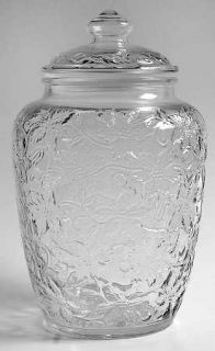 Princess House Crystal Fantasia Large Canister   Clear,Pressed Dinnerware,Floral