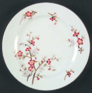 Noritake Brenda Salad Plate, Fine China Dinnerware   Rust & White Flower Branche