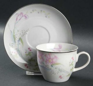 Mikasa Pretty Bouquet Flat Cup & Saucer Set, Fine China Dinnerware   Couture, Pa