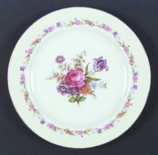 Wentworth Tulip Dinner Plate, Fine China Dinnerware   Floral Center&Border,Cream