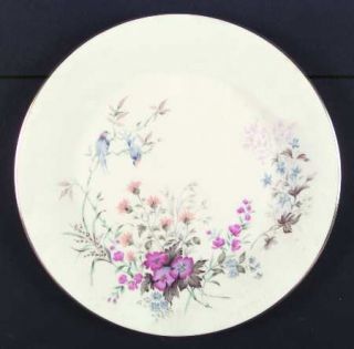 Minton Duet Dinner Plate, Fine China Dinnerware   Floral,Birds On Branches,Gold