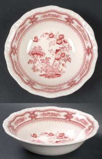 Masons Manchu Pink Coupe Cereal Bowl, Fine China Dinnerware   Pink Floral,Scrol