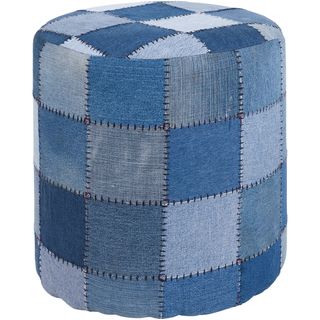 Mandara Handmade Cylindrical Denim Fabric Pouf