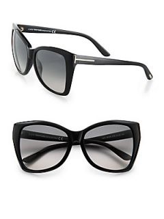Tom Ford Eyewear Carli Oversized Cats Eye Sunglasses   Black