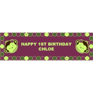 Pink Mod Monkey Glow in the Dark Personalized Banner