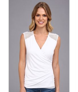 Calvin Klein Capsleeve Cross Front Top Womens Sleeveless (White)