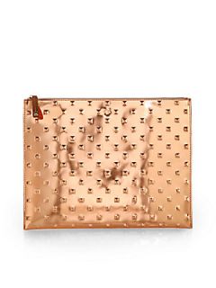 ELA Large Rose Gold Metallic Allover Stud Pouch   Rose Gold