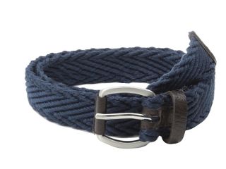 Ben Sherman Herringbone Webbing Leather Belt Mens Belts (Navy)