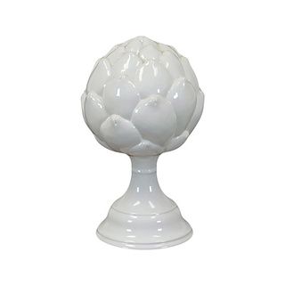 Small White Ceramic Artichoke On Stand (CeramicDimensions 9.5 inches high x 6 inches wideFor decorative purposes onlyDoes not hold water)